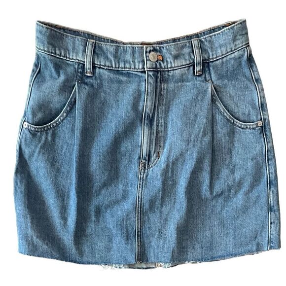 💲2️⃣0️⃣ Bundled ✔️Free People Cut-off Light Blue Denim Mini Skirt Sz L [31] - Picture 5 of 11
